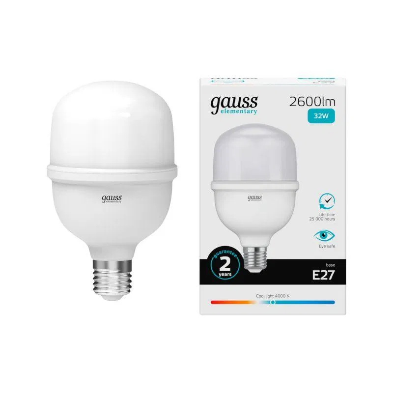 LED lamp Elementary 32W T100 cylinder 4000K neutral white E27 2600lm GAUSS 63223
