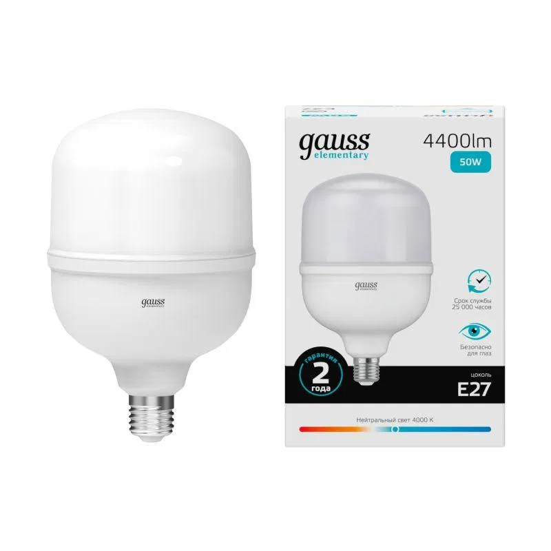 LED lamp Elementary 50W T140 cylinder 4000K neutral white E27 4400lm GAUSS 63225