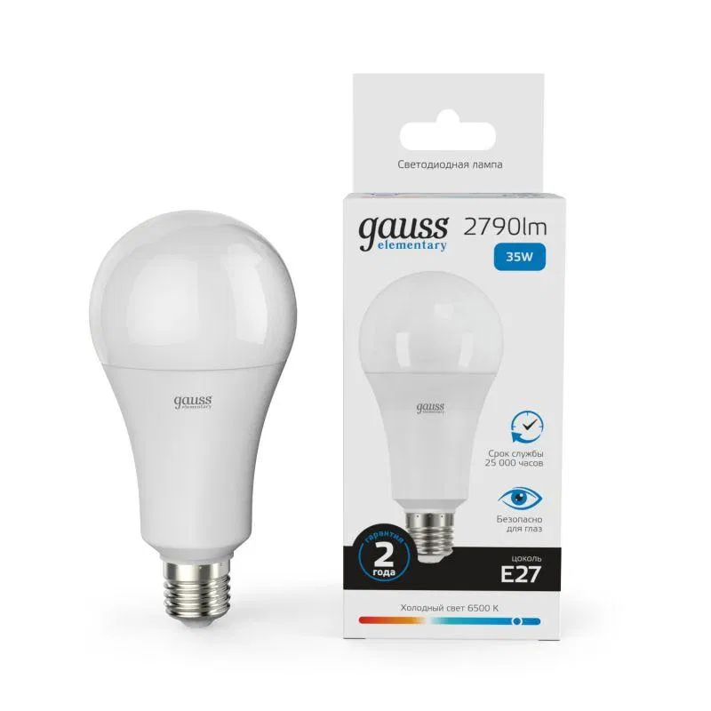 LED lamp Elementary 35W A80 pear-shaped 6500K cold white E27 2790lm GAUSS 70235