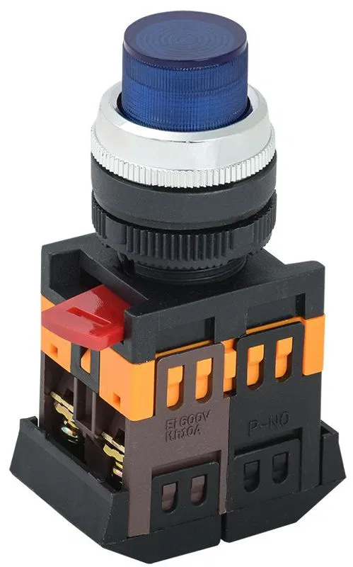 Кнопка ABLFP-22 d22мм 1НО+1НЗ 240В неон син. GENERICA BBT20-ABLFP-K07