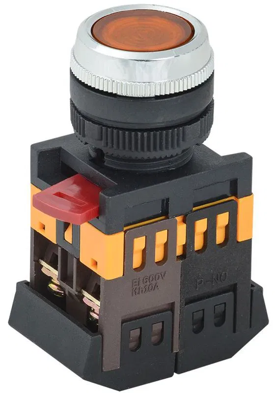 Кнопка ABLFS-22 d22мм 1НО+1НЗ 240В неон желт. GENERICA BBT30-ABLFS-K05