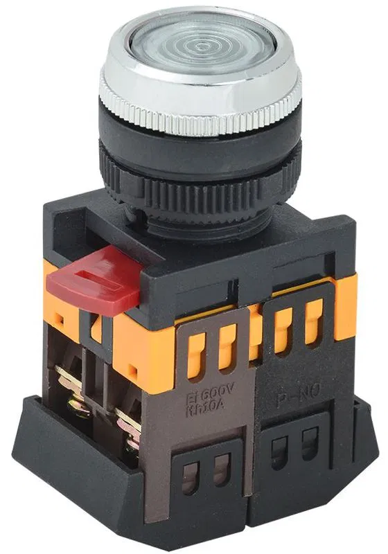 Кнопка ABLFS-22 d22мм 1НО+1НЗ 240В неон прозр. GENERICA BBT30-ABLFS-K08