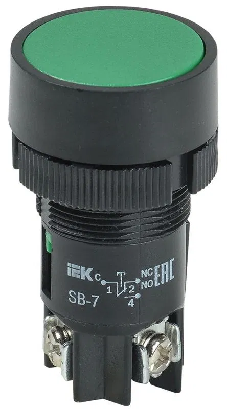 Кнопка SВ-7 "Пуск" d22мм 1НО+1НЗ 240В зел. GENERICA BBT40-SB7-K06