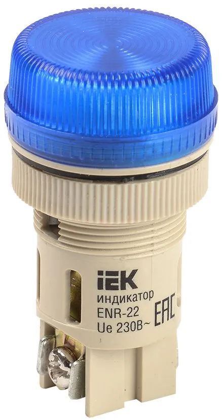 Лампа ENR-22 сигнальная d22мм синий неон/240В цилиндр ИЭК BLS40-ENR-K07 GENERICA
