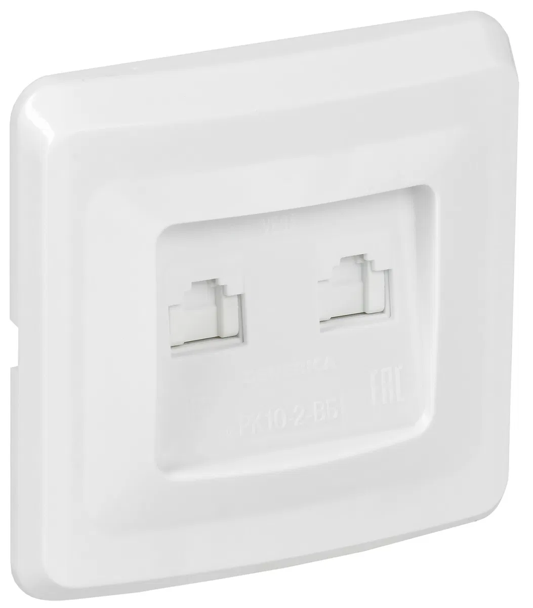 VEGA Розетка 2-местная компьютерная RJ45 кат.5е РК10-2-ВБ белый GENERICA EKV25-K01-DM