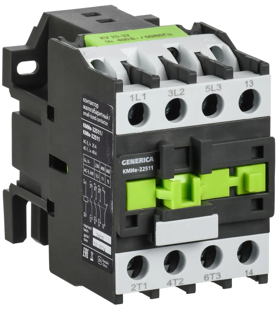 Контактор КМИе-22511 25А 400В/АС3 1NC GENERICA KKME21-025-400-01
