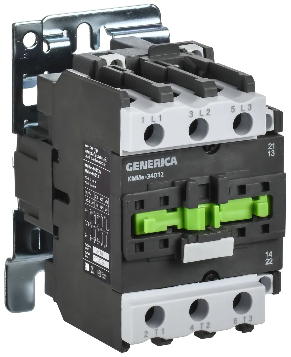 Контактор КМИе-34012 40А 400В/АС3 1NO;1NC GENERICA KKME31-040-400-11
