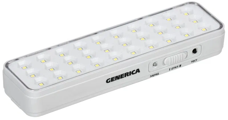 Светильник светодиодный аккумуляторный ДБА 1030 непостоян. действия 30LED 5ч 3Вт GENERICA LDBA0-1030-5-01-K01-G