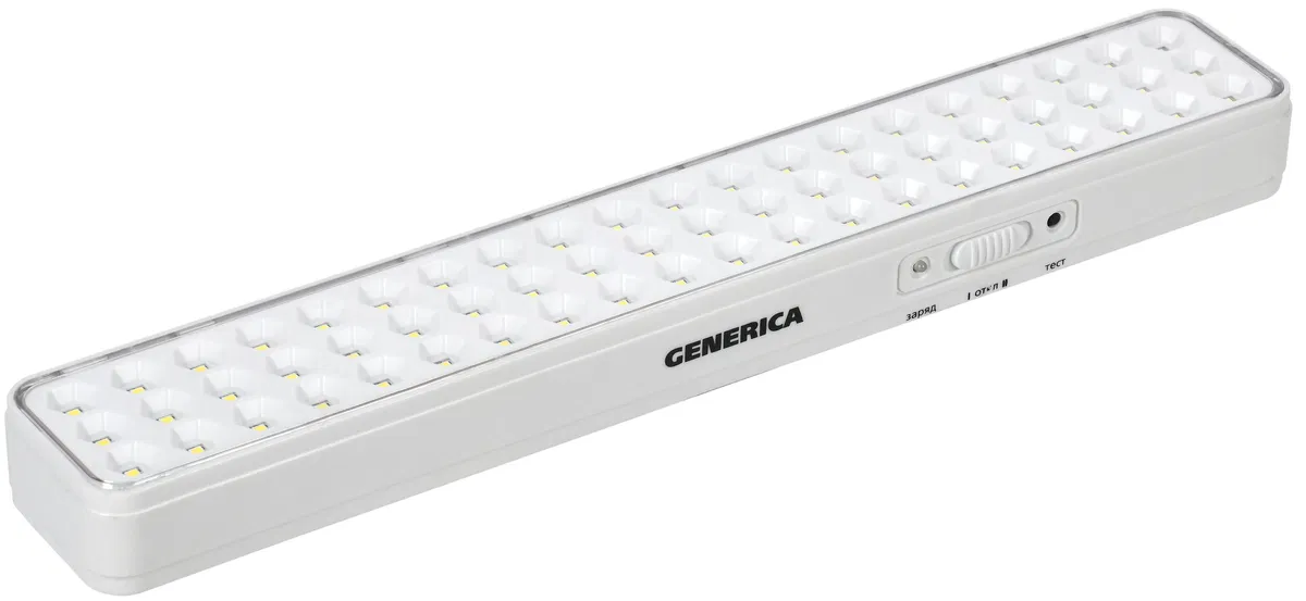 Светильник светодиодный аккумуляторный ДБА 1060 непостоянного действия 60LED 6ч 6Вт GENERICA LDBA0-1060-6-01-K01-G