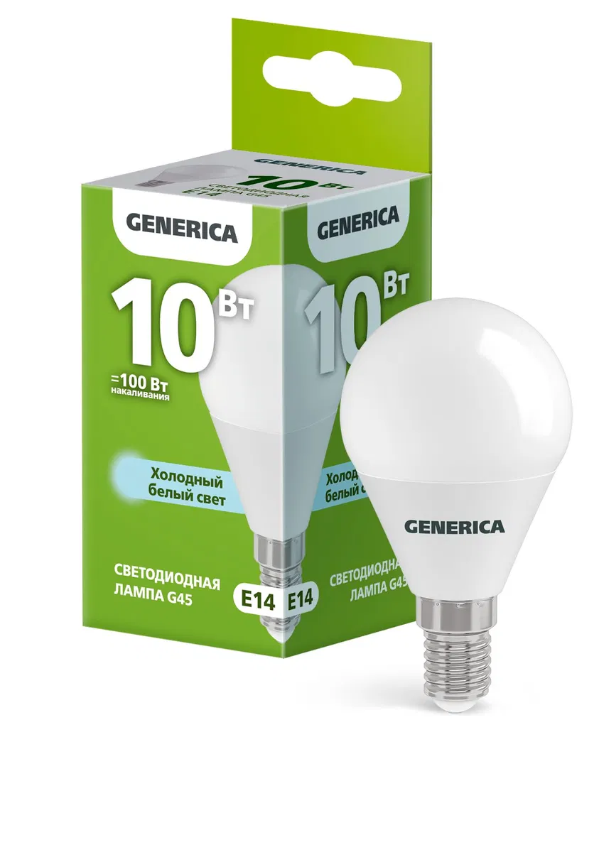 LED lamp G45 globe 10W 230V 6500K E14 GENERICA LL-G45-10-230-65-E14-G