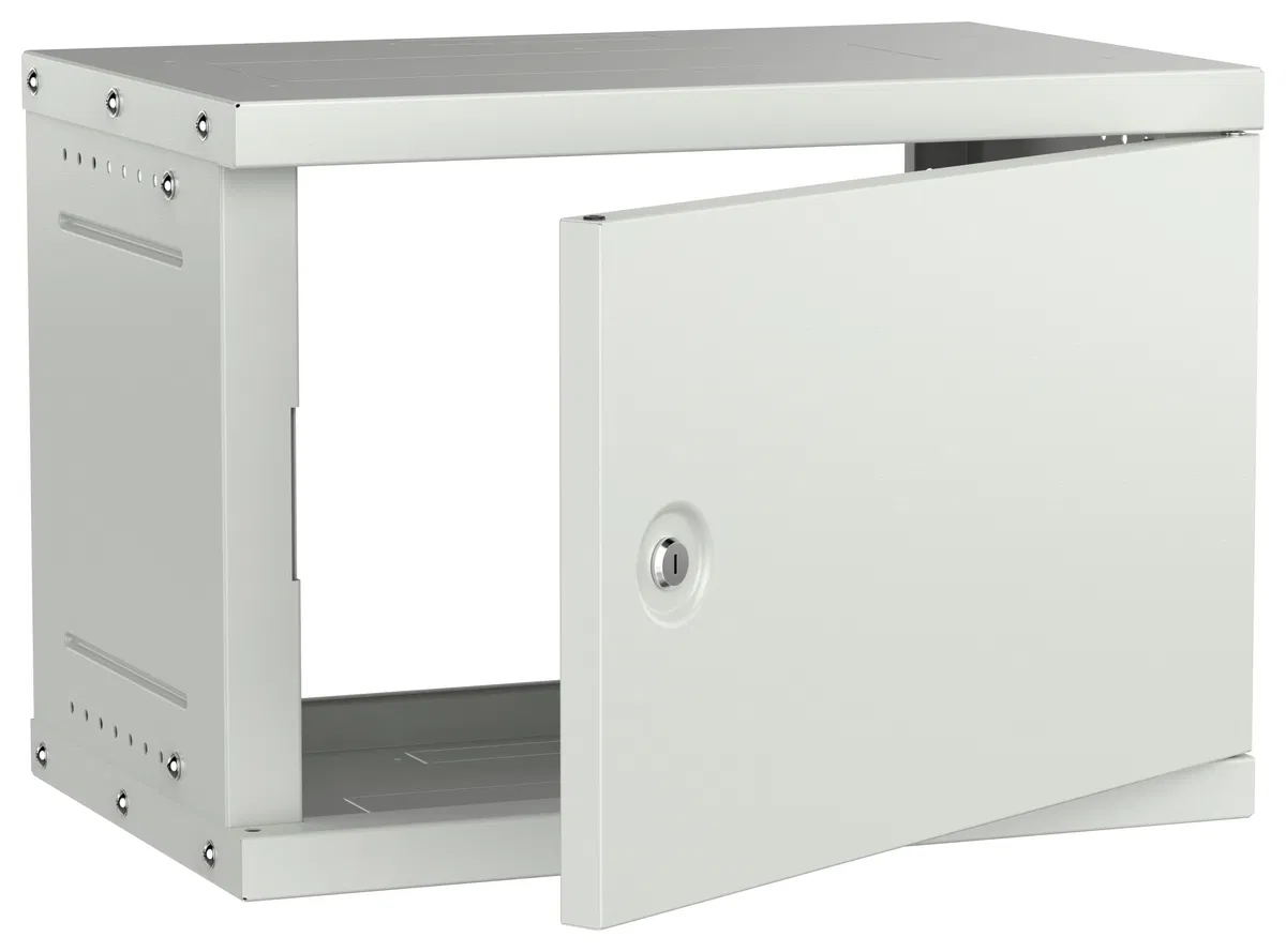 Шкаф настенный 19" 6U 550х350мм металлическая дверь серый GENERICA LWE3-06U53-MF-G