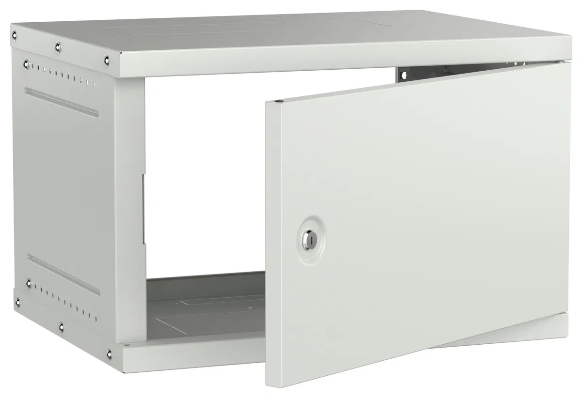 Шкаф настенный 19" 6U 600х450мм металлическая дверь серый GENERICA LWE3-06U64-MF-G