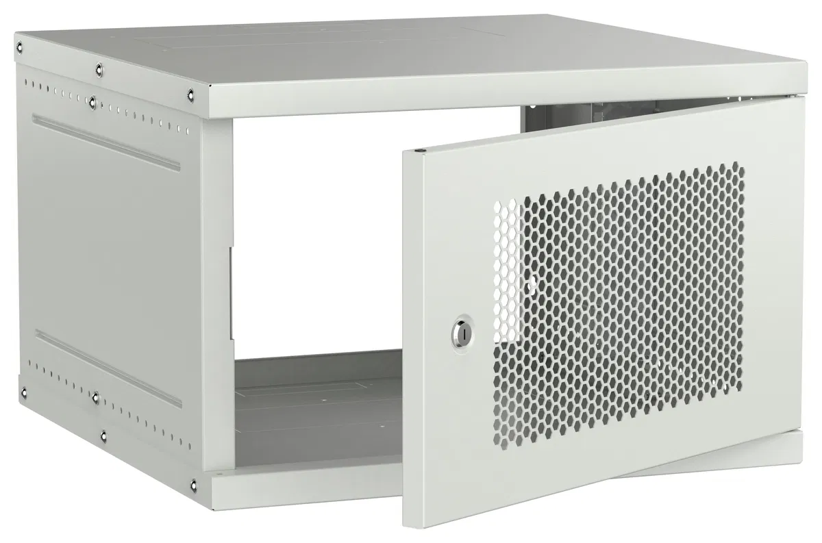 Шкаф настенный 19" 6U 600х600мм перфорированная дверь серый GENERICA LWE3-06U66-PF-G