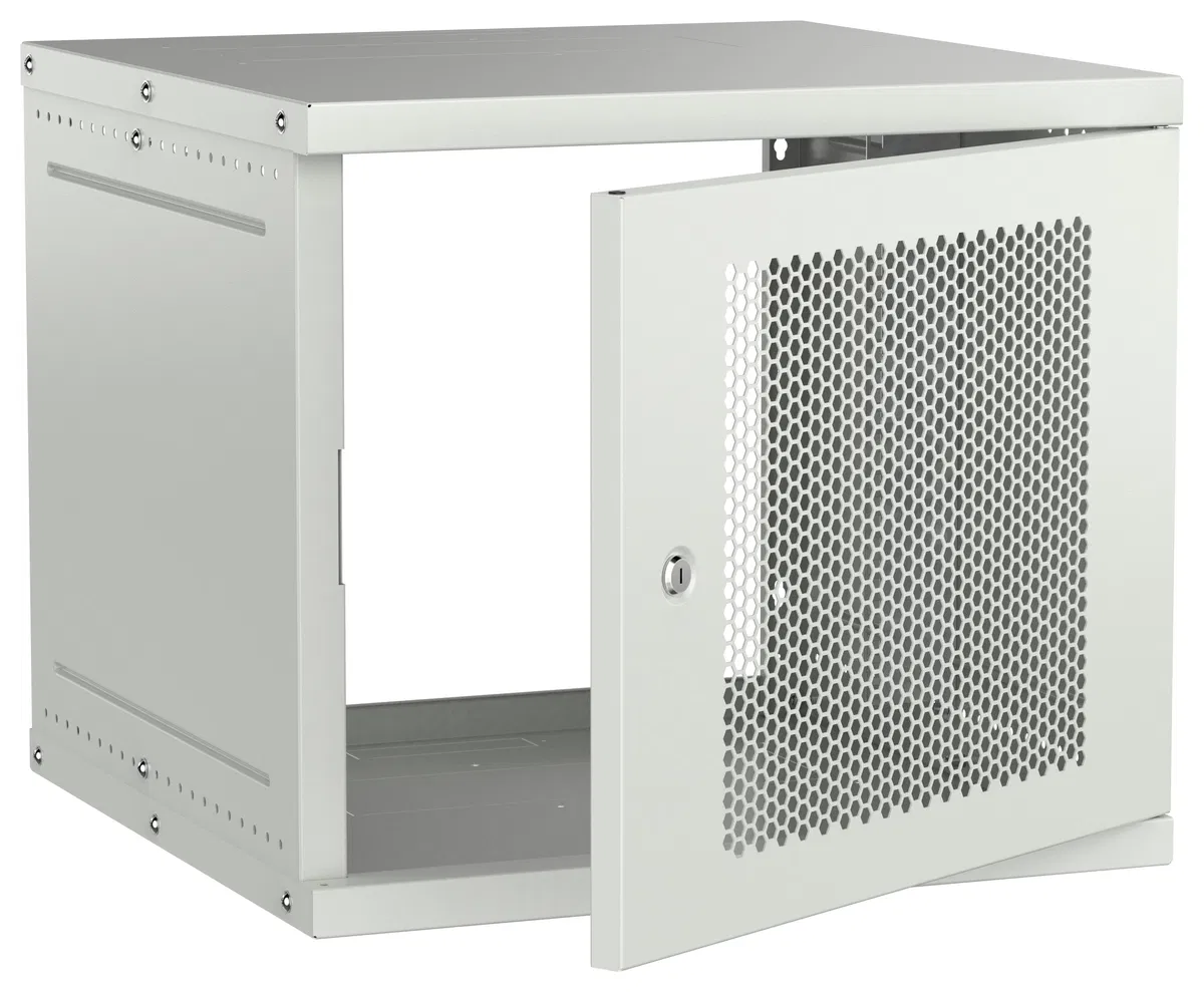 Шкаф настенный 19" 9U 600х600мм перфорированная дверь серый GENERICA LWE3-09U66-PF-G
