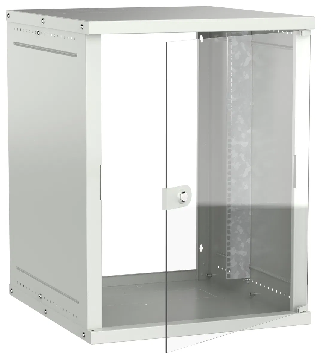 Шкаф настенный 19" 15U 600х650мм стеклянная дверь серый GENERICA LWE3-15U67-GF-G