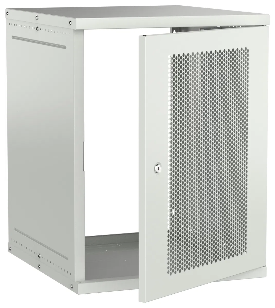 Шкаф настенный 19" 15U 600х650мм перфорированная дверь серый GENERICA LWE3-15U67-PF-G