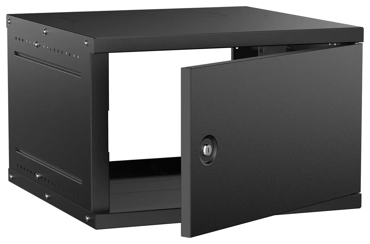 Wall-mounted cabinet 6U 600x600mm metal door black GENERICA LWE5-06U66-MF-G