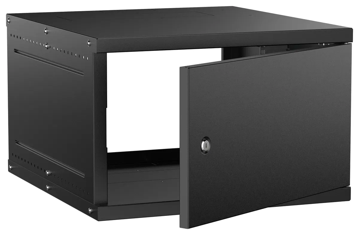 Шкаф настенный 19" 6U 600х650мм металлическая дверь черный GENERICA LWE5-06U67-MF-G