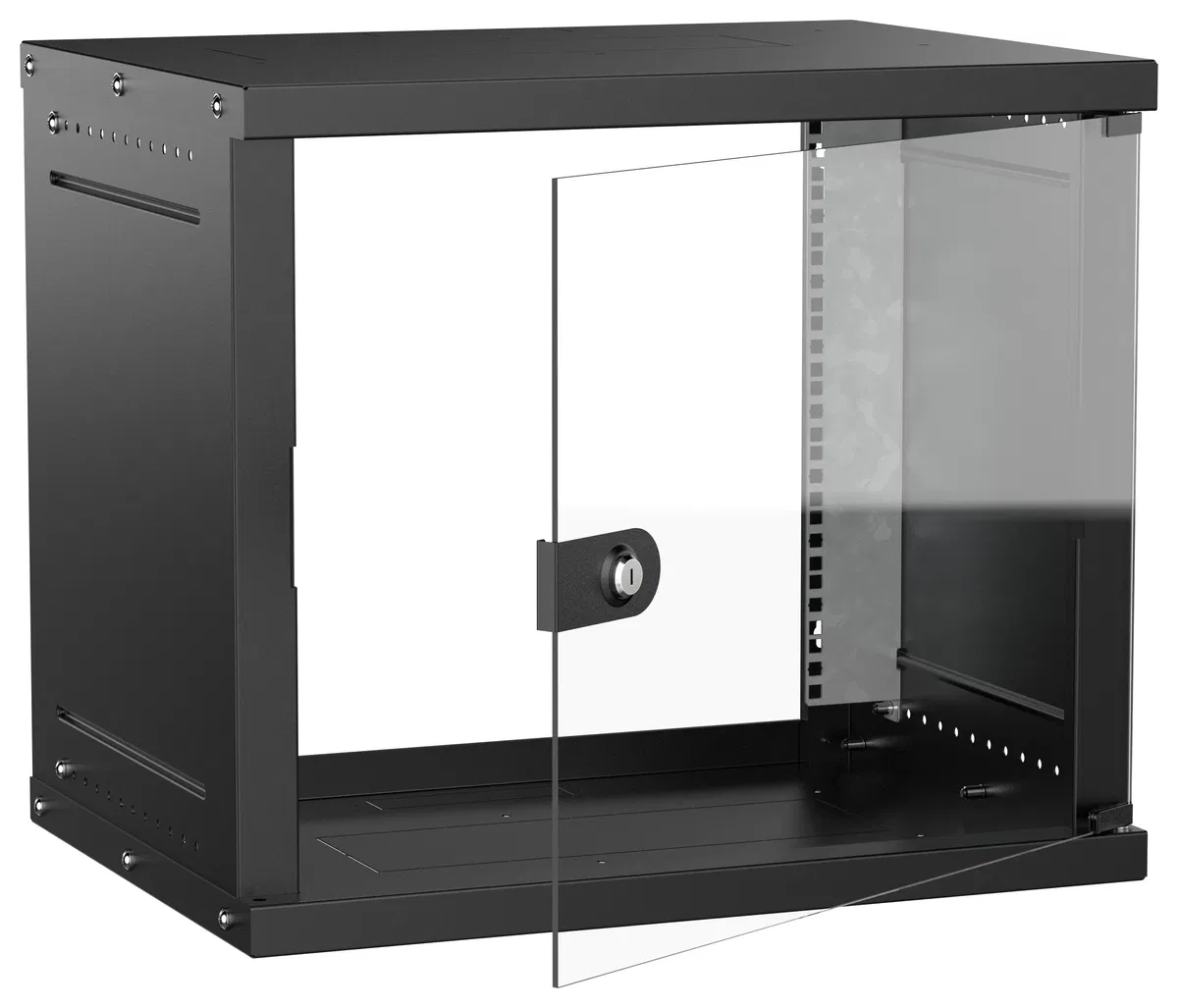 Wall cabinet 19" 9U 600x450mm glass door black GENERICA LWE5-09U64-GF-G