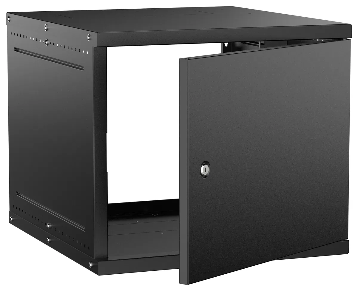 Шкаф настенный 19" 9U 600х650мм металлическая дверь черный GENERICA LWE5-09U67-MF-G