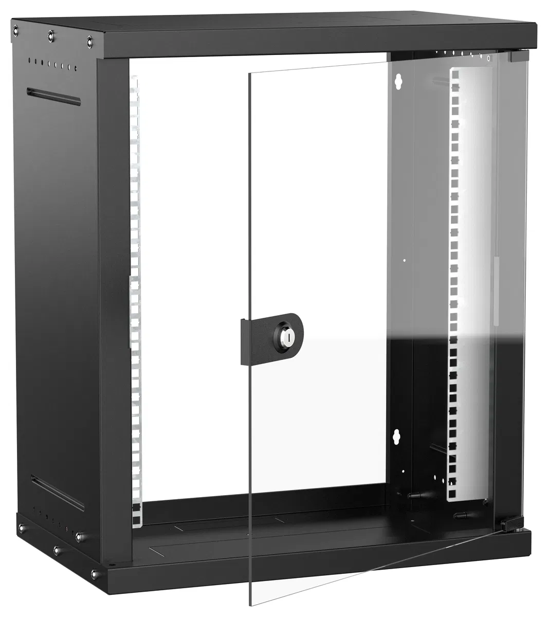 Шкаф настенный 19" 12U 550х350мм стеклянная дверь черный GENERICA LWE5-12U53-GF-G