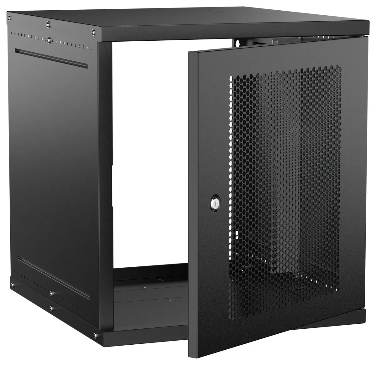 Шкаф настенный 19" 12U 600х650мм перфорированная дверь черный GENERICA LWE5-12U67-PF-G