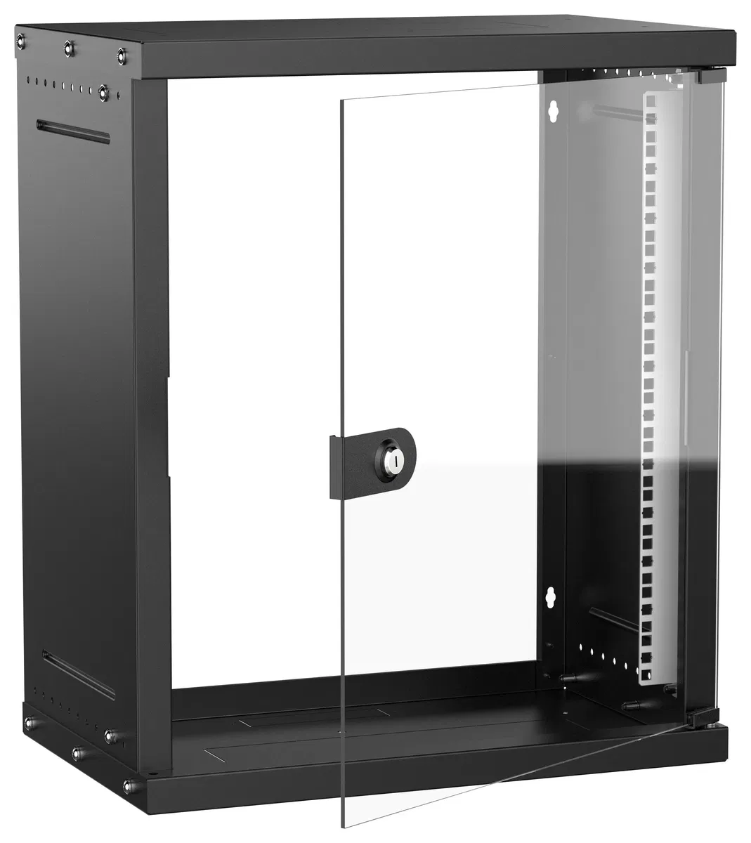 Шкаф настенный 19" 15U 550х350мм стеклянная дверь черный GENERICA LWE5-15U53-GF-G