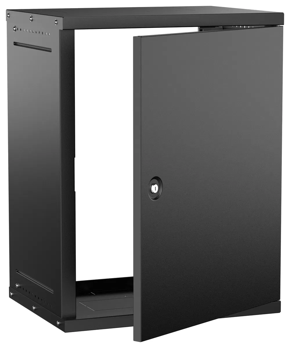 Шкаф настенный 15U 600х450мм металическая дверь черный GENERICA LWE5-15U64-MF-G