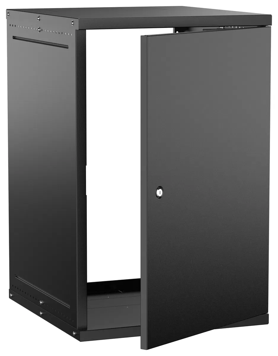 Шкаф настенный 19" 18U 600х650мм металлическая дверь черный GENERICA LWE5-18U67-MF-G