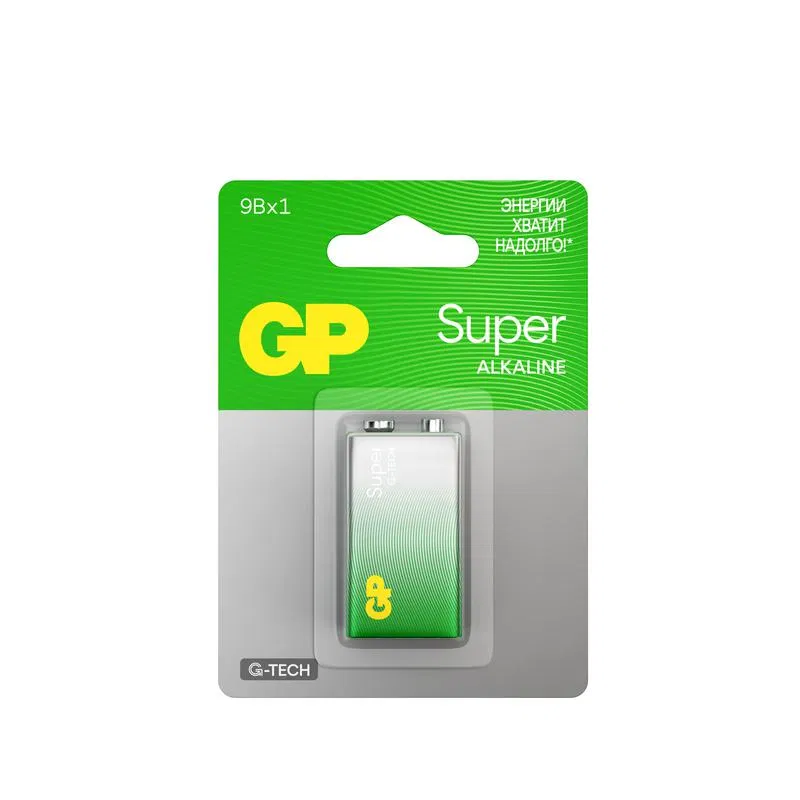 Элемент питания алкалиновый "крона" 6LR61 9В Super Alkaline G-Tech 1604AA21-5CRSBC1 10/200 (блист.1шт) GP 1219