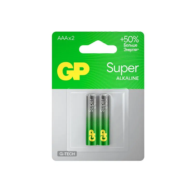 Элемент питания алкалиновый AAA/LR03 1.5В Super Alkaline G-Tech 24AA21-2CRSBC2 20/160 (блист.2шт) GP 1221