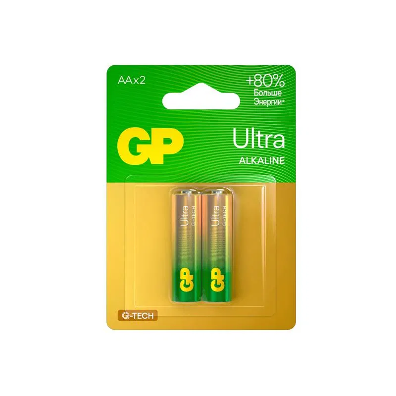 Элемент питания алкалиновый AA/LR6 1.5В Ultra Alkaline G-Tech 15AUA21-2CRSBC2 20/80 (блист.2шт) GP 1229