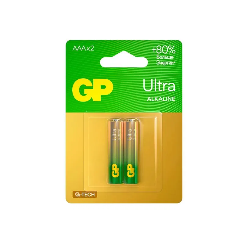 Элемент питания алкалиновый AAA/LR03 1.5В Ultra Alkaline G-Tech 24AUA21-2CRSBC2 20/160 (блист.2шт) GP 1232