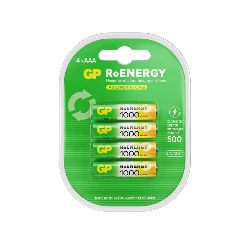 Аккумулятор AAA/HR03 ReEnergy 1.2В 930мА.ч 100AAAHCRGY-2CRCB4 40/400 (блист.4шт) GP 20269