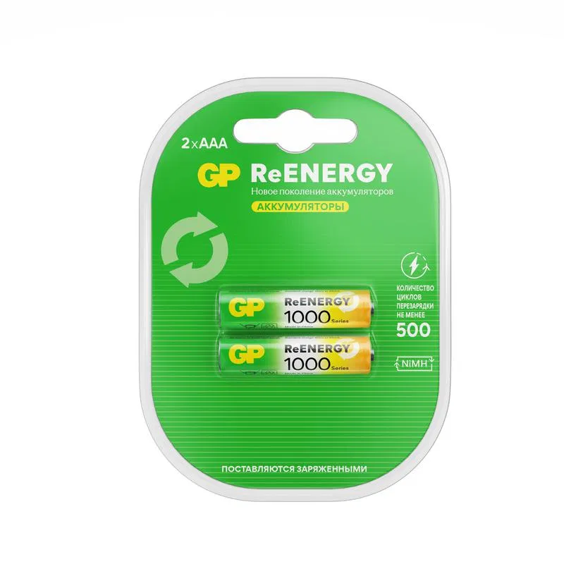 Аккумулятор AAA/HR03 ReEnergy 1.2В 930мА.ч 100AAAHCRGY-2CRCB2 20/200 (блист.2шт) GP 20271