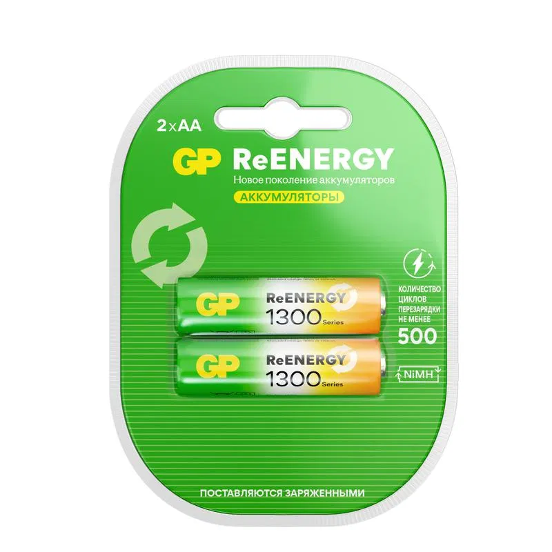 Аккумулятор AA/HR6 ReEnergy 1.2В 1300мА.ч 130AAHCRGY-2CRCB2 20/200 (блист.2шт) GP 20281
