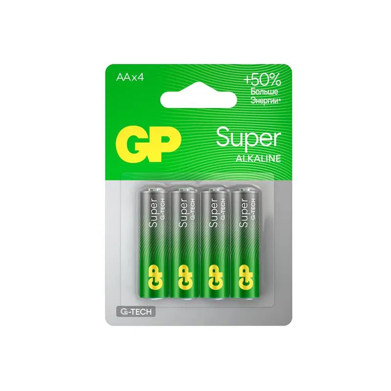 Alkaline battery AA/LR6 1.5V Super Alkaline G-Tech 15AA21-2CRSBC4 40/320 (blister 4 pcs) GP 1222