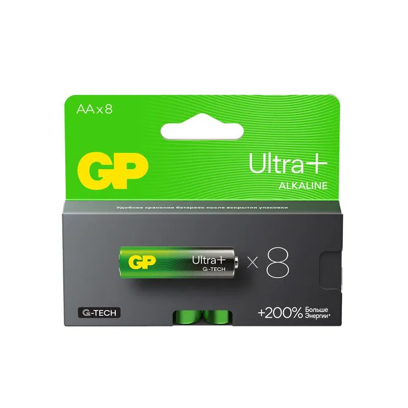 Элемент питания алкалиновый AA/LR6 1.5В Ultra Plus Alkaline G-Tech 15AUPA21-2CRB8 96/768 (блист.8шт) GP 614