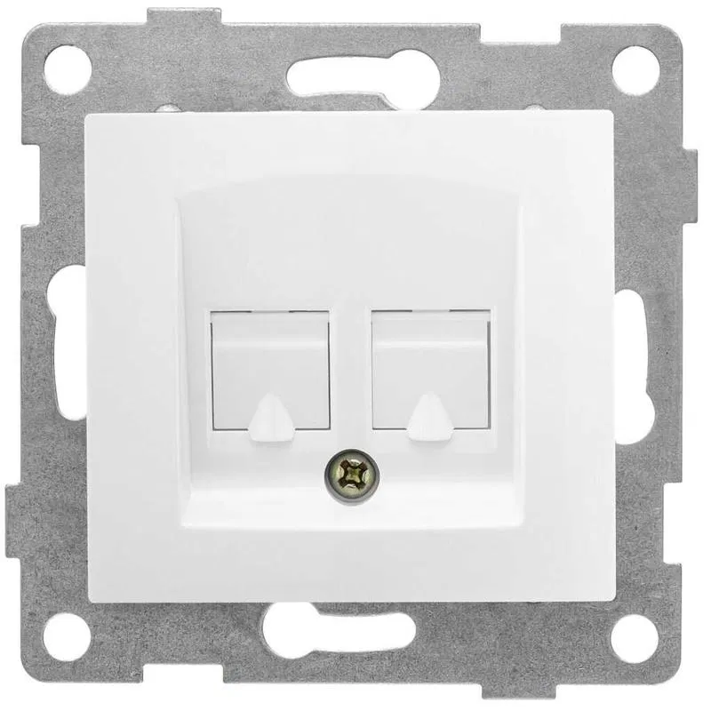 Computer + telephone socket 2-gang Bravo RJ45 + RJ12 mechanism white GUSI С10КТ-001