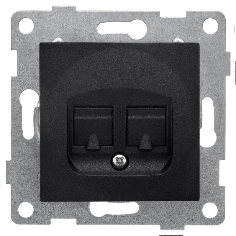 Telephone socket 2-port Bravo RJ12 mechanism graphite GUSI С10Т2-010