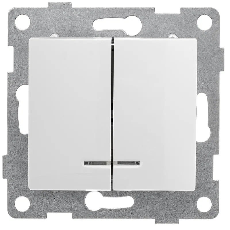 Switch 2-gang flush-mounted Bravo 10A 250V with indication mechanism white GUSI S10V28-001