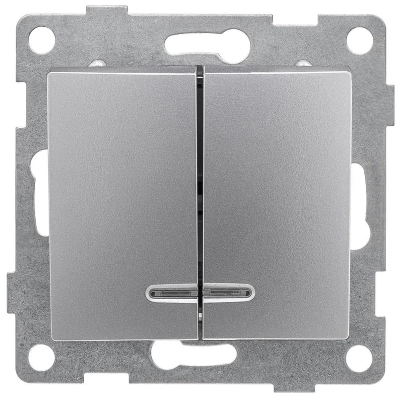Switch 2-way SP Bravo 10A 250V with indicator mechanism silver GUSI C10B28-004