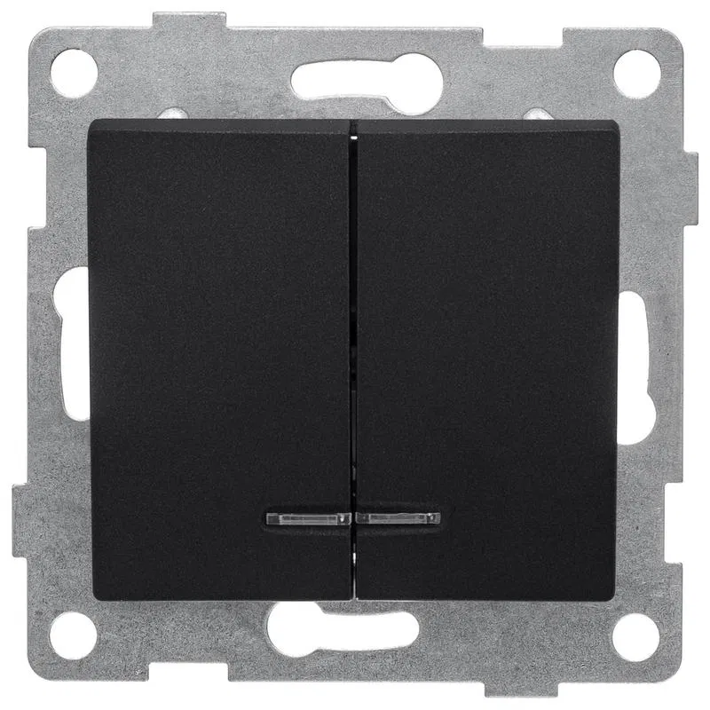 2路开关 Bravo 10A 250V 带指示灯 机构石墨 GUSI С10В28-010
