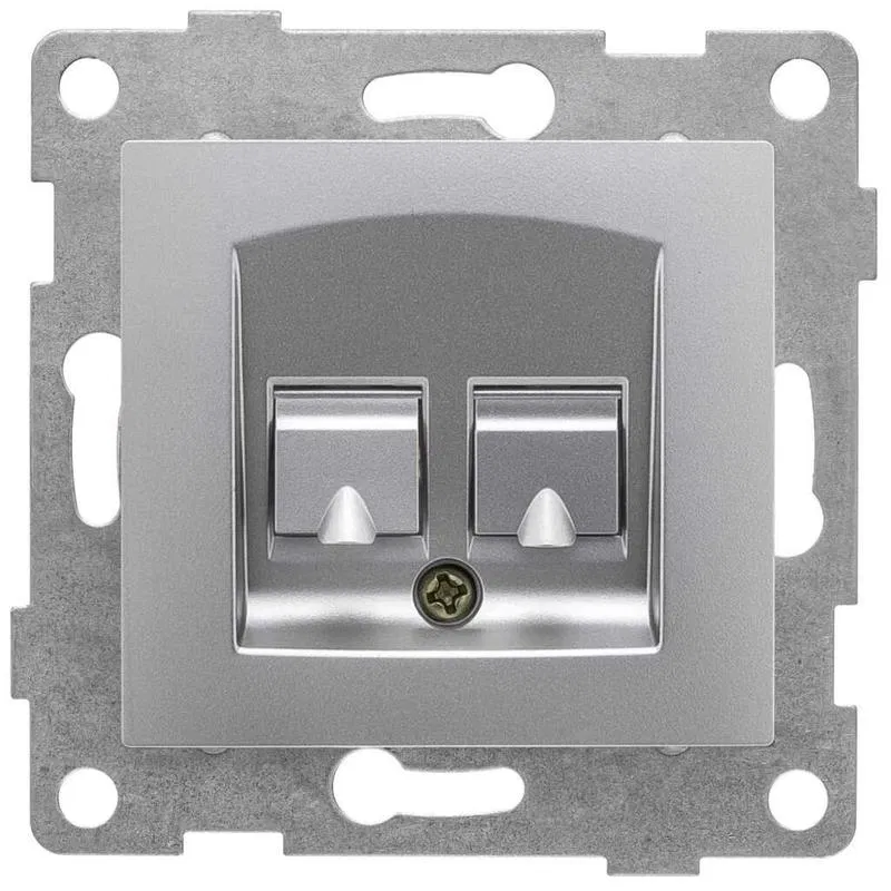 Computer socket 1-gang SP Ugra RJ45 mechanism silver GUSI C11K1-004