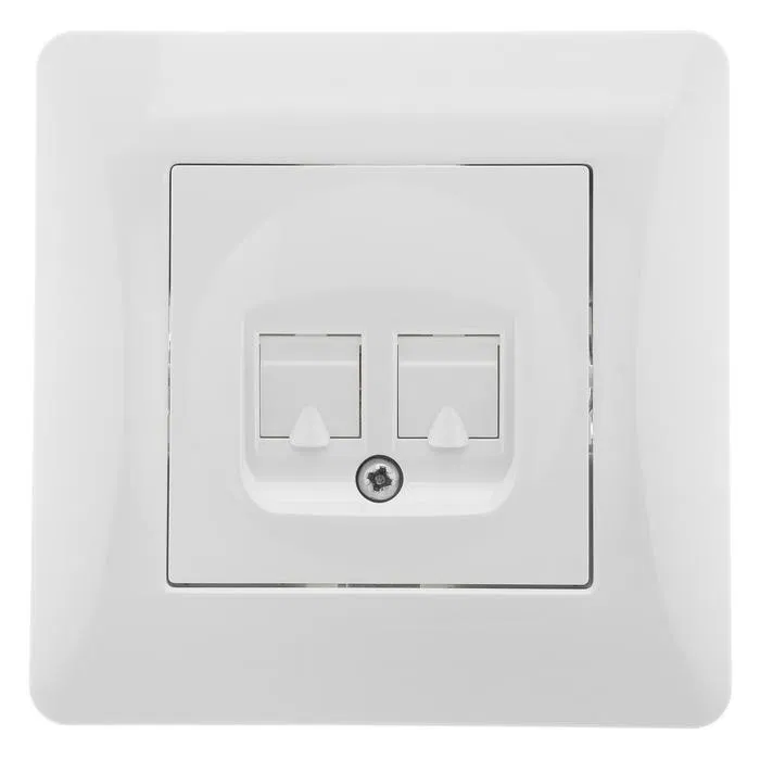 电脑+电话双插座 2-м СП Ugra RJ45 + RJ12 模块 白色 GUSI С11КТ-001
