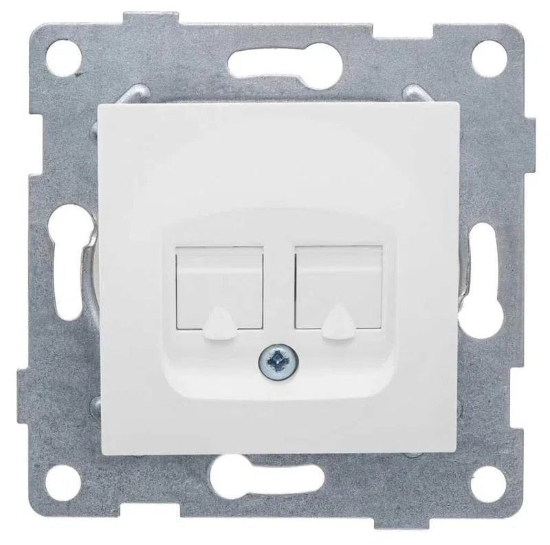 Механизм розетки комп. + телеф. (RJ45+RJ12) СП Ugra бел. матов. GUSI С11КТ-041