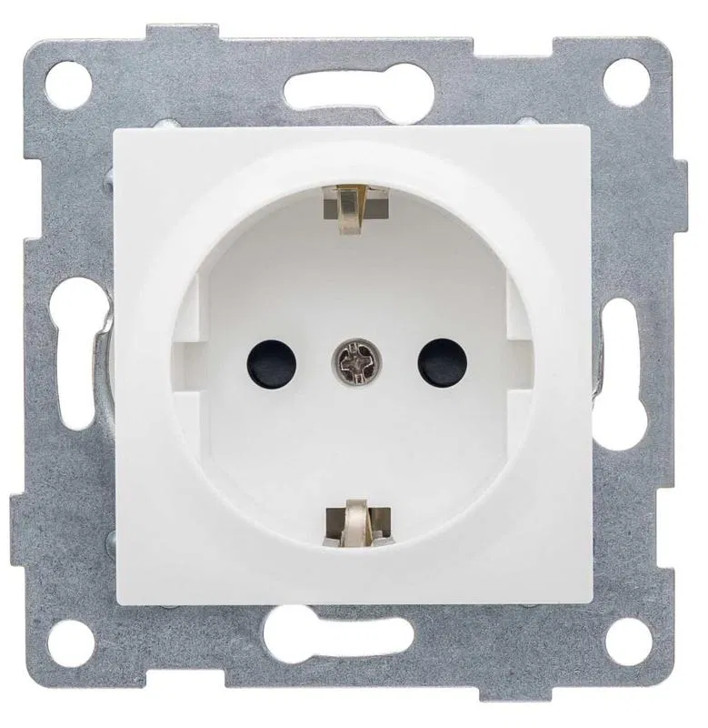 Socket outlet 1-gang flush mounting Ugra 16A 250V with grounding with shutters mechanism white GUSI S11R4-001
