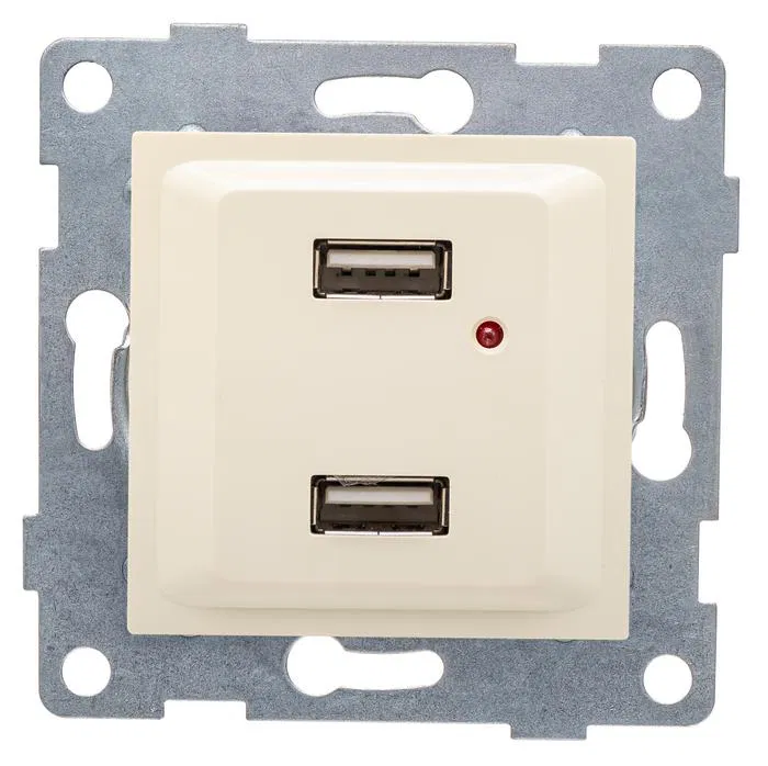 USB 插座 2口 SP Ugra 模块 米色 GUSI C11USB2-003