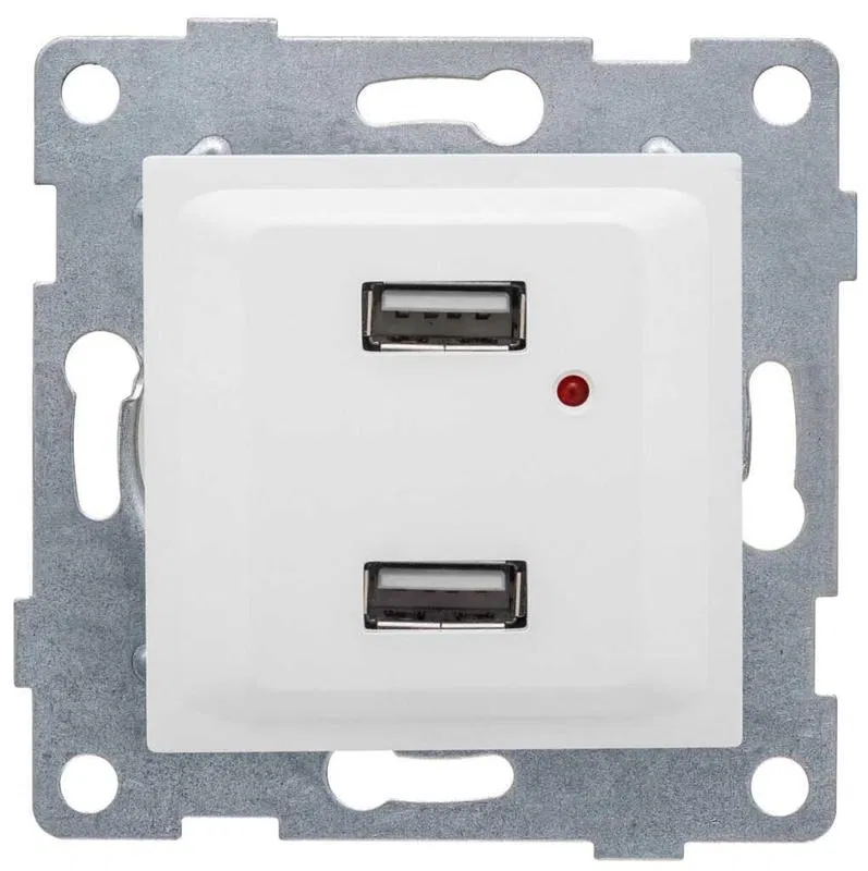 Механизм розетки 2хUSB СП Ugra бел. матов. GUSI С11USB2-041