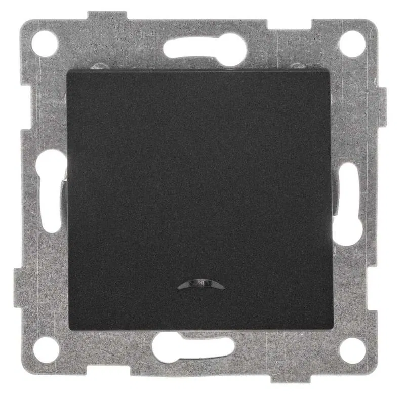 1-way switch SP Ugra 10A 250V with indication mechanism graphite GUSI С11В18-010